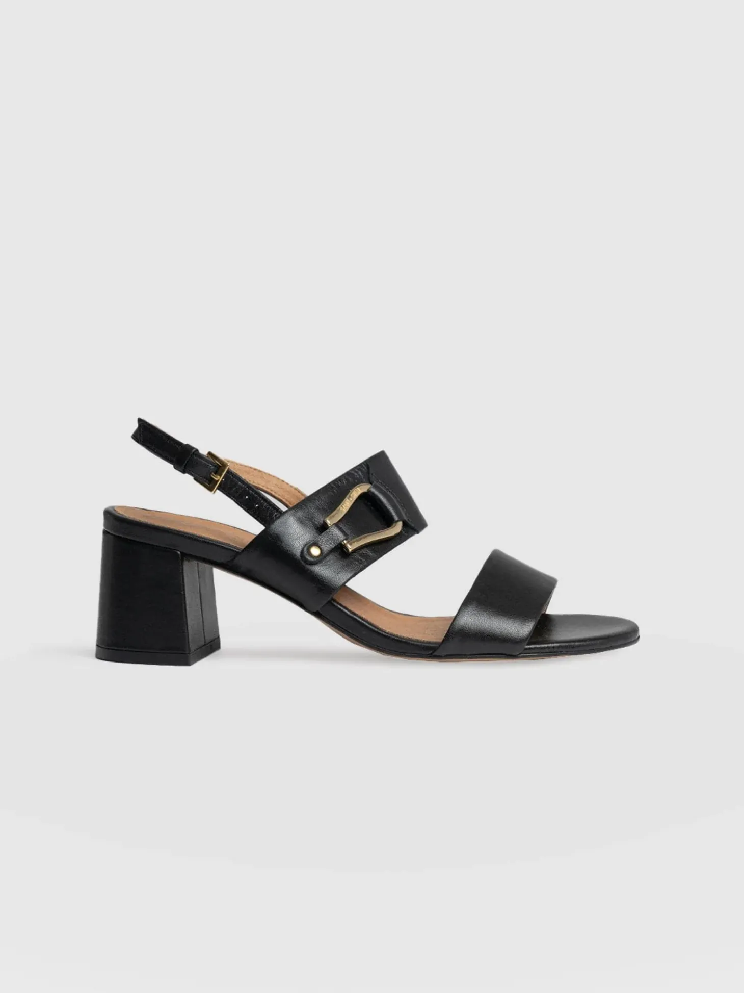 Maida Block Heeled Mules - Black