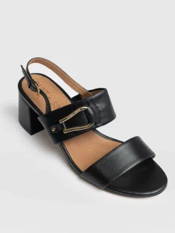 Maida Block Heeled Mules - Black
