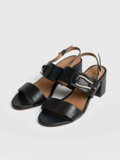 Maida Block Heeled Mules - Black
