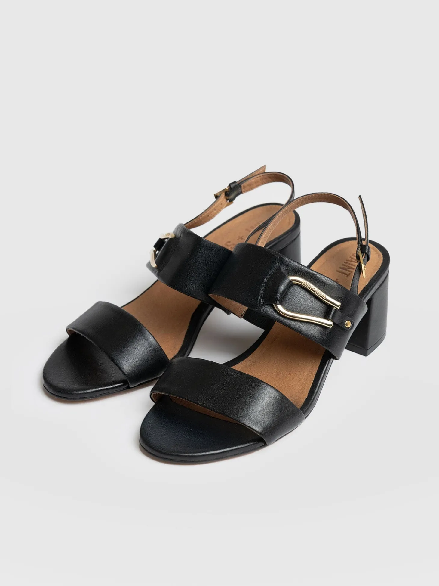 Maida Block Heeled Mules - Black