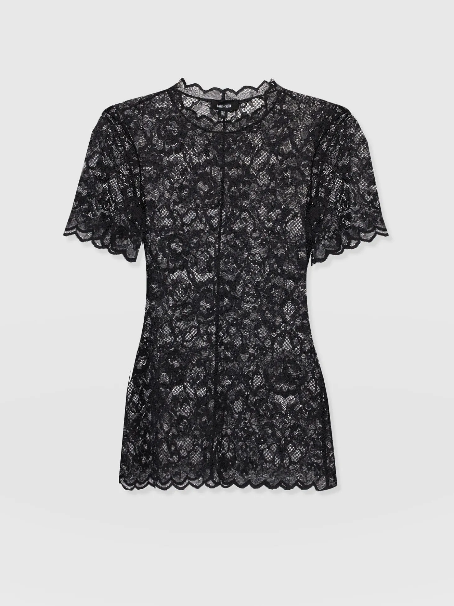 Miranda Lace Short Sleeve Tee - Black