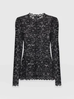 Miranda Lace Tee - Black