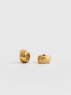 Molten Huggie Earrings - Gold