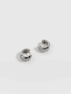 Molten Huggie Earrings - Silver