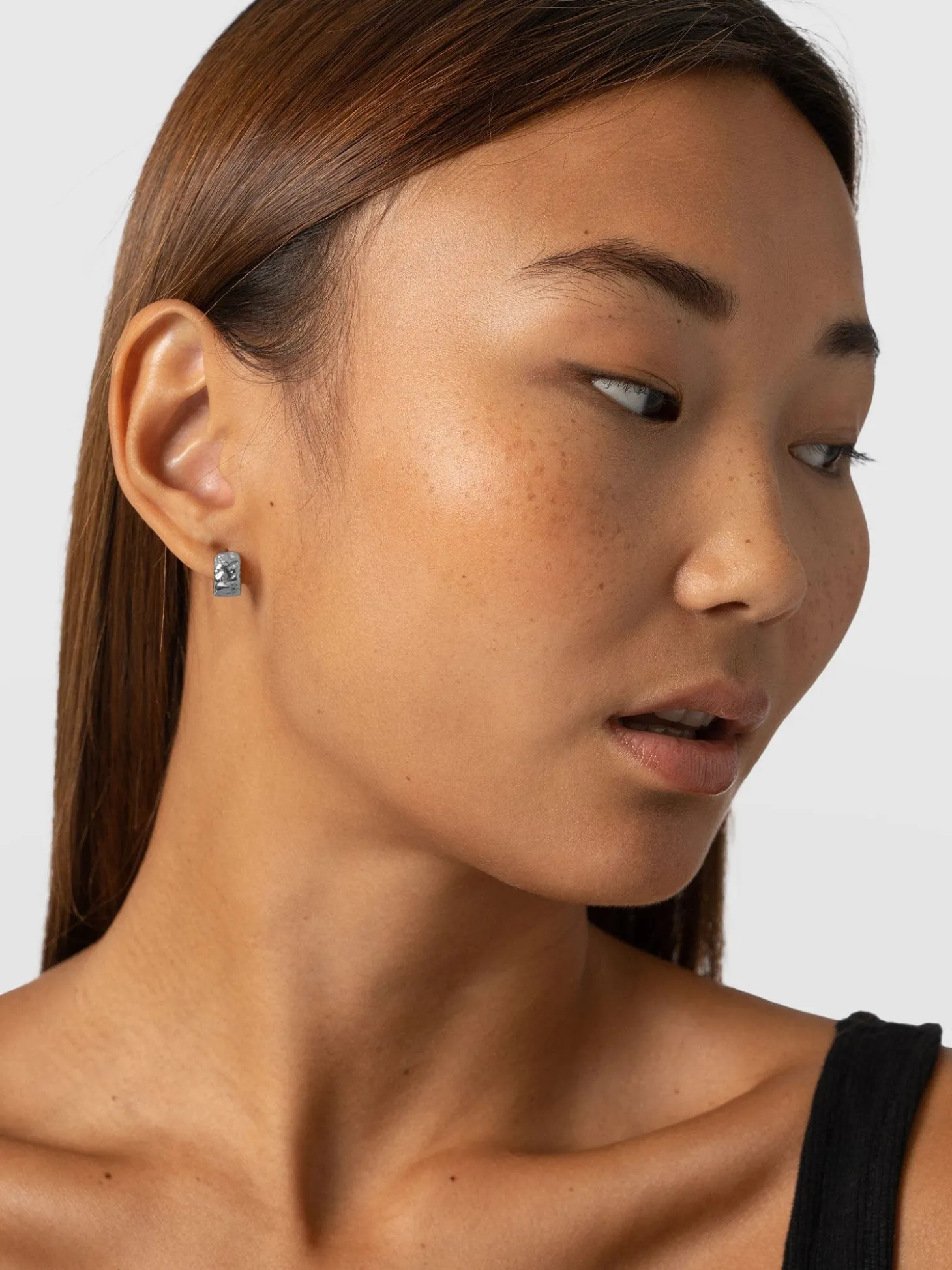 Molten Huggie Earrings - Silver