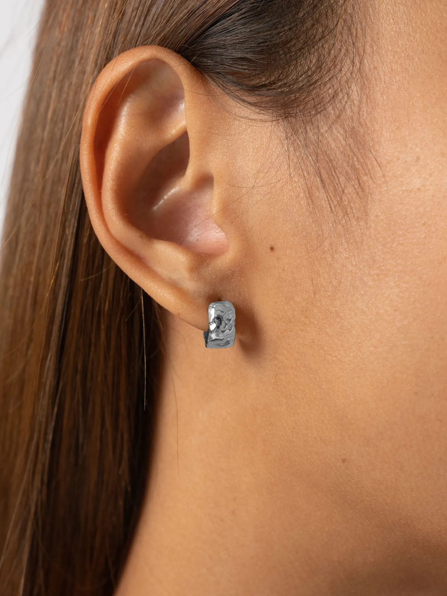 Molten Huggie Earrings - Silver