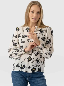 Olivia Blouse - White Spring Floral