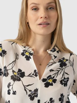 Olivia Blouse - White Spring Floral