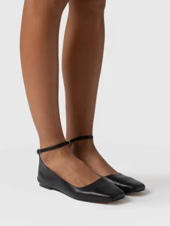 Ophelia Leather Ballerinas - Black