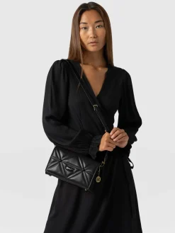 Quilted Keira Cross Body Bag - Black