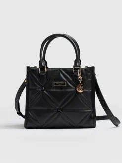 Quilted Mia Mini Tote Bag - Black