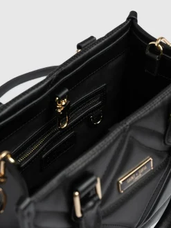 Quilted Mia Mini Tote Bag - Black