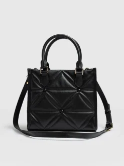 Quilted Mia Mini Tote Bag - Black