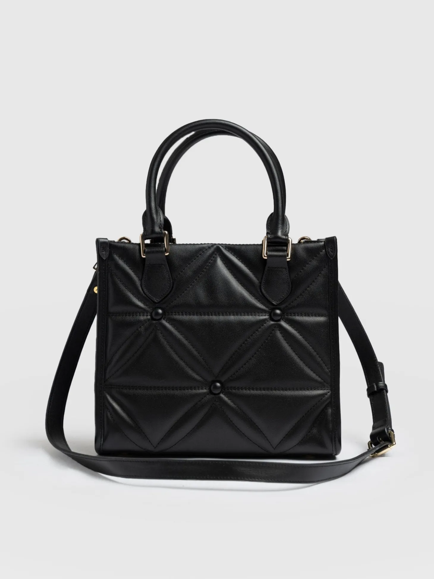 Quilted Mia Mini Tote Bag - Black