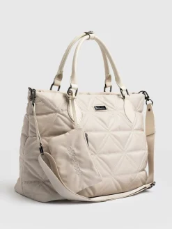 Quilted Selene Shopper Bag - Cream
