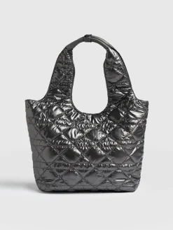 Quilted Stella Shoulder Tote Bag - Gunmetal