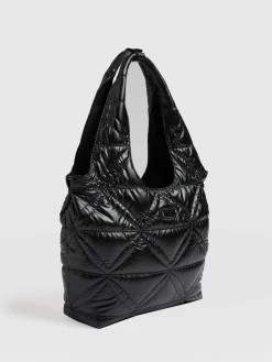 Quilted Stella Shoulder Tote Bag - Black