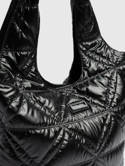 Quilted Stella Shoulder Tote Bag - Black