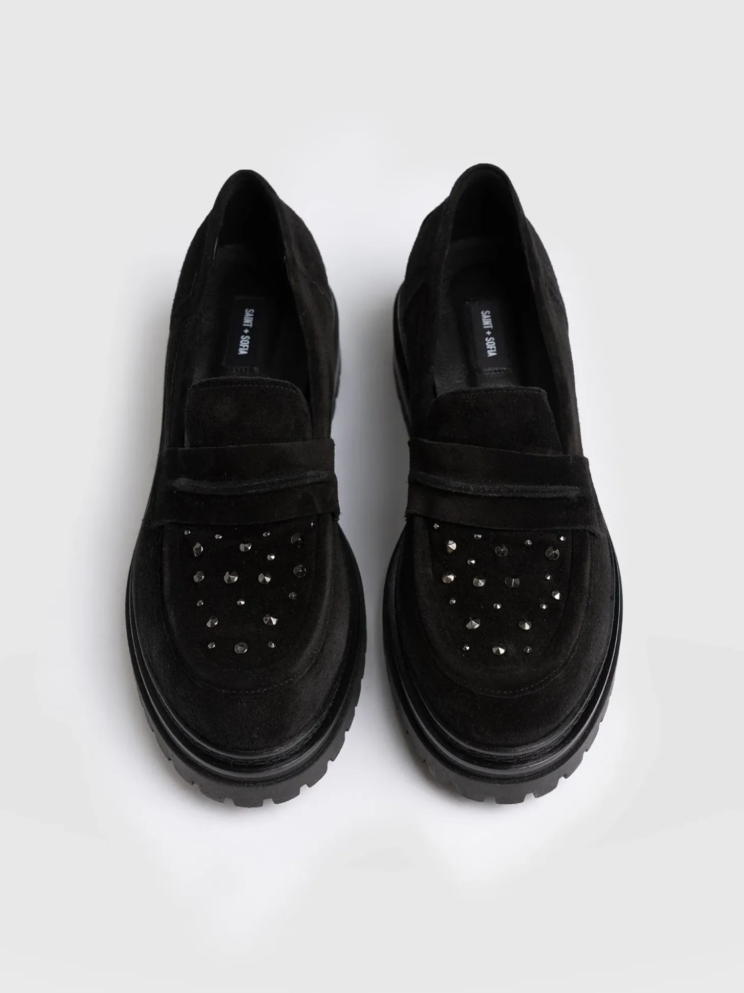 Raine Studded Loafer - Black Suede
