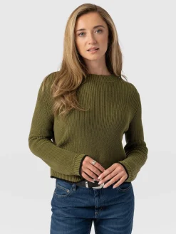 Remy Crop Sweater - Khaki