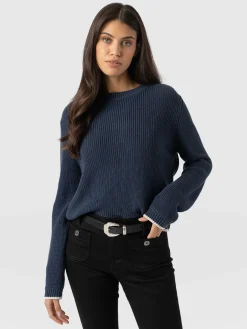 Remy Crop Sweater - Navy