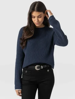 Remy Crop Sweater - Navy