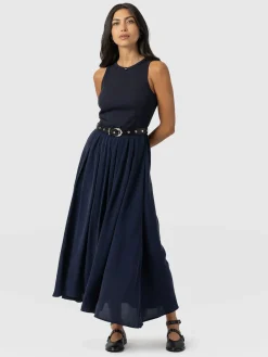 Renee Contrast Dress - Navy