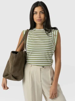 Rowan Tee - Green Stripe