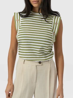 Rowan Tee - Green Stripe