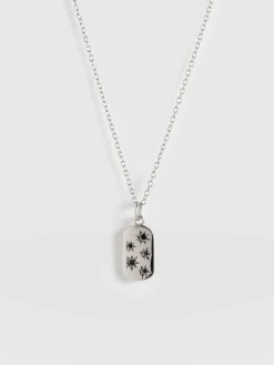 Scatter Star Charm Necklace - Silver/Black