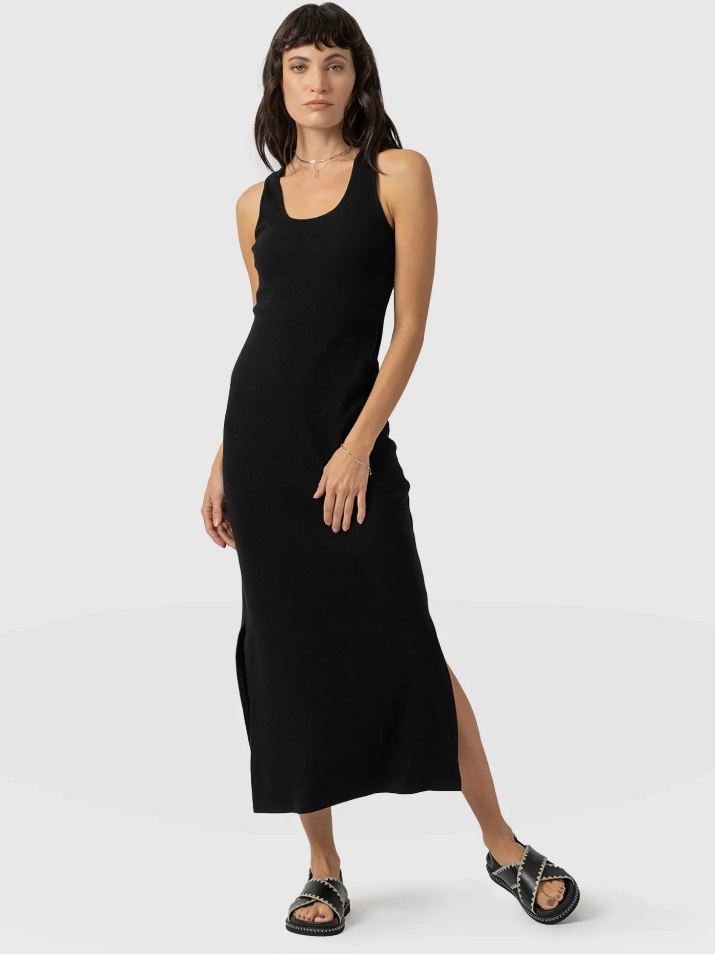 Sleeveless Rib Dress - Black