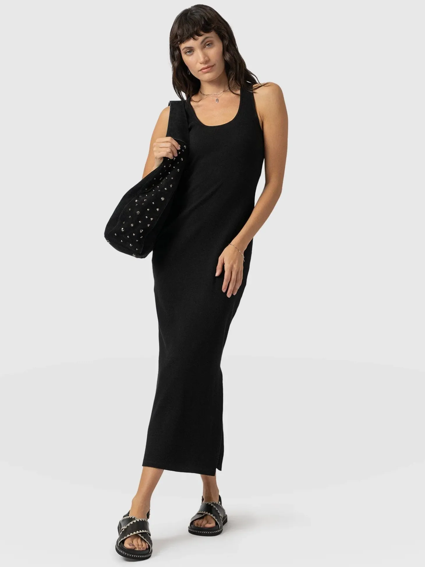 Sleeveless Rib Dress - Black