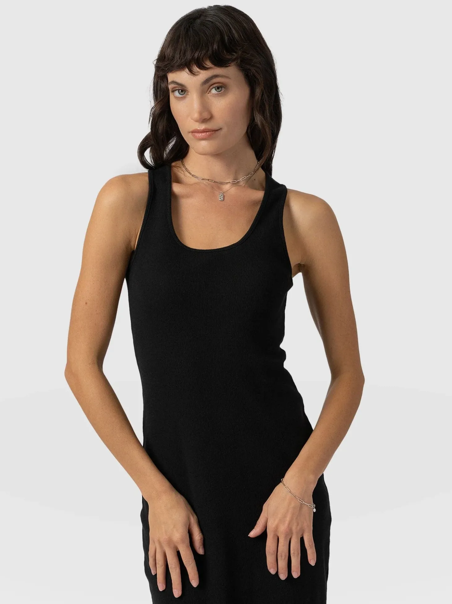 Sleeveless Rib Dress - Black