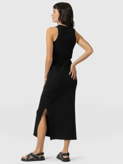 Sleeveless Rib Dress - Black