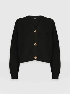 Soho Crop Cardigan - Black