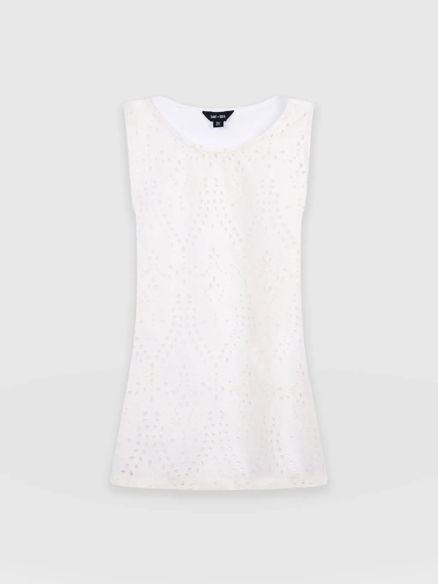 Sophia Contrast Tank - White Broderie