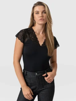 Sophia Lace Tee - Black
