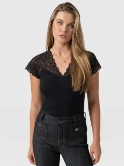 Sophia Lace Tee - Black