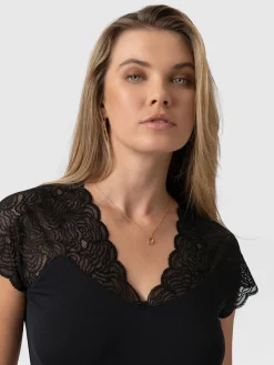 Sophia Lace Tee - Black