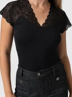 Sophia Lace Tee - Black