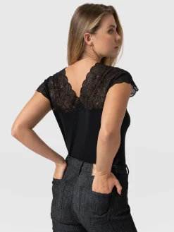 Sophia Lace Tee - Black