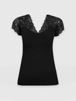 Sophia Lace Tee - Black