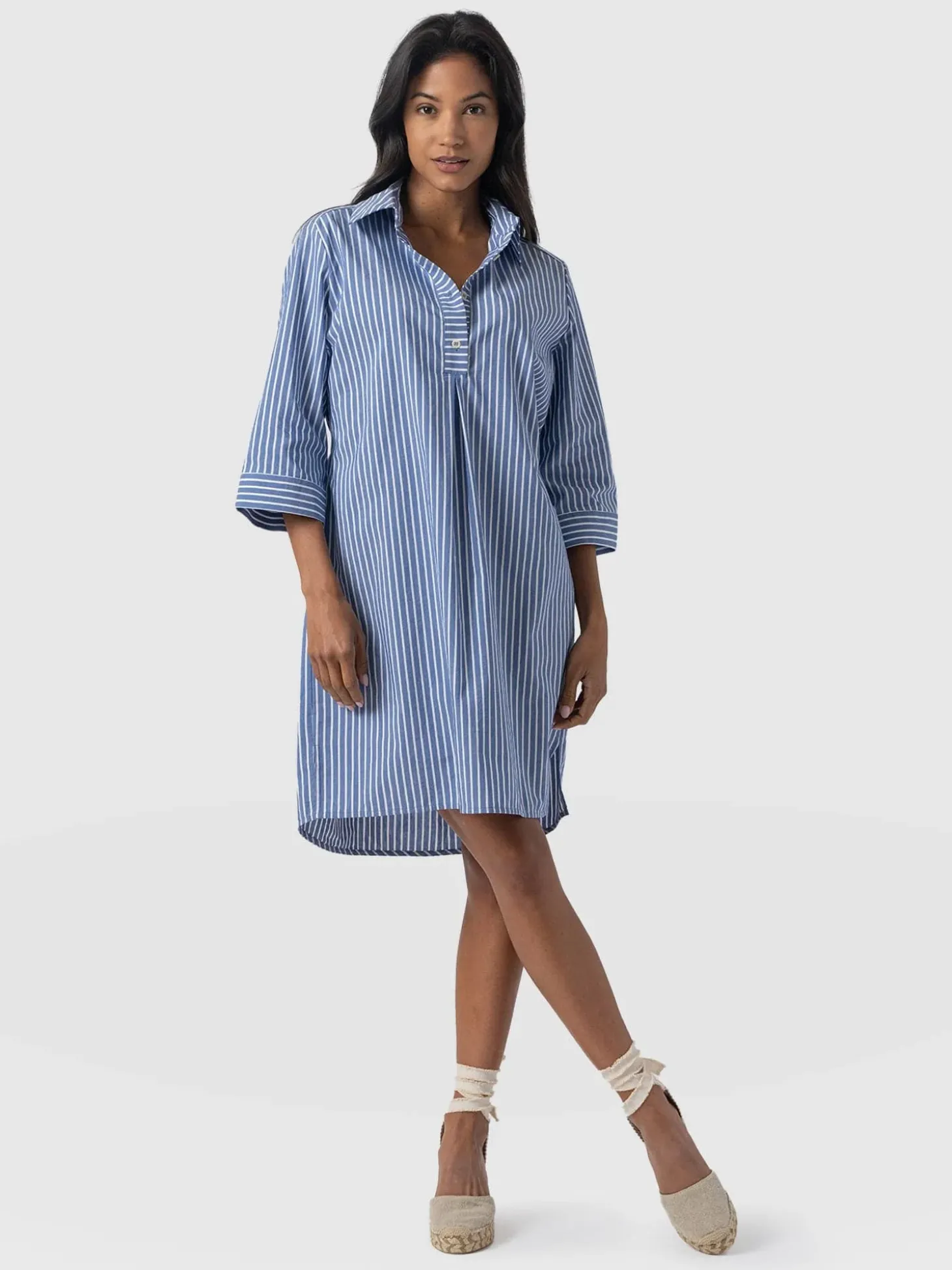 Stevie Shirt Dress - Blue Stripe