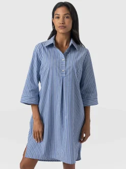 Stevie Shirt Dress - Blue Stripe