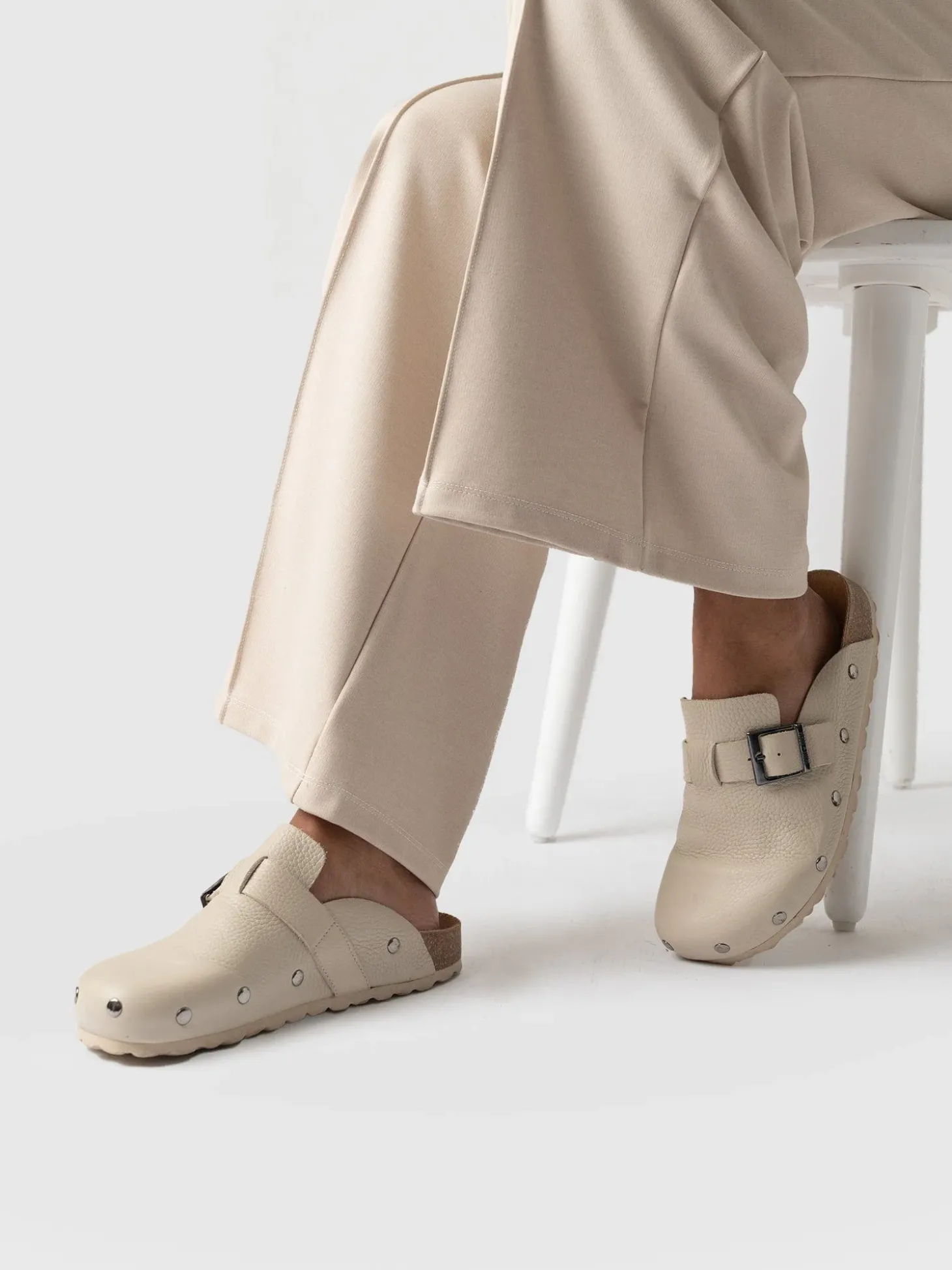 Studded Clogs - Cream