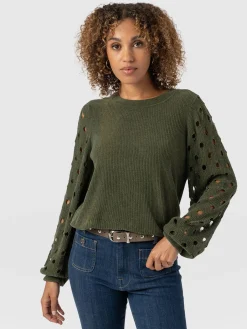 Suki Lace Hole Knit - Green