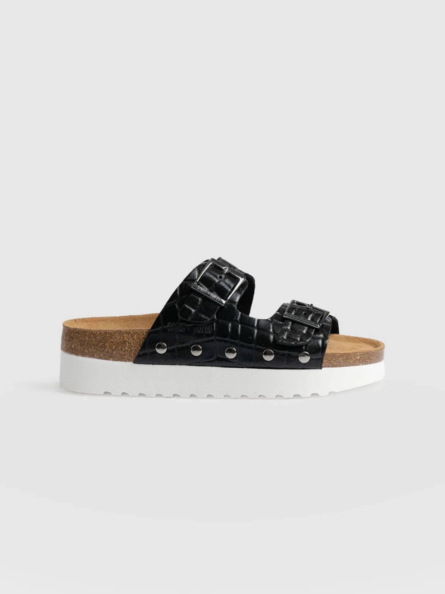Sutton Slide - Black Croc Studded