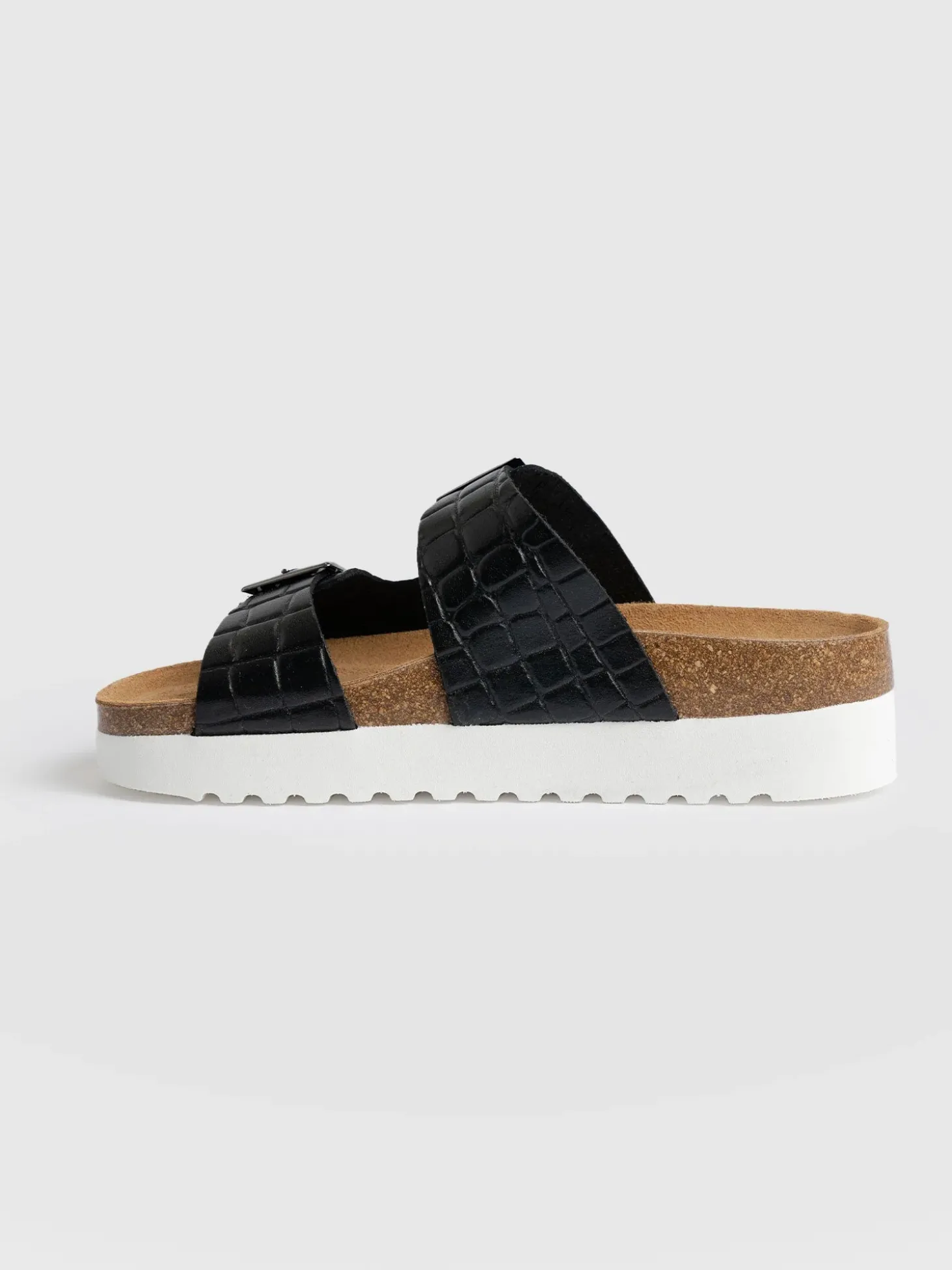 Sutton Slide - Black Croc Studded