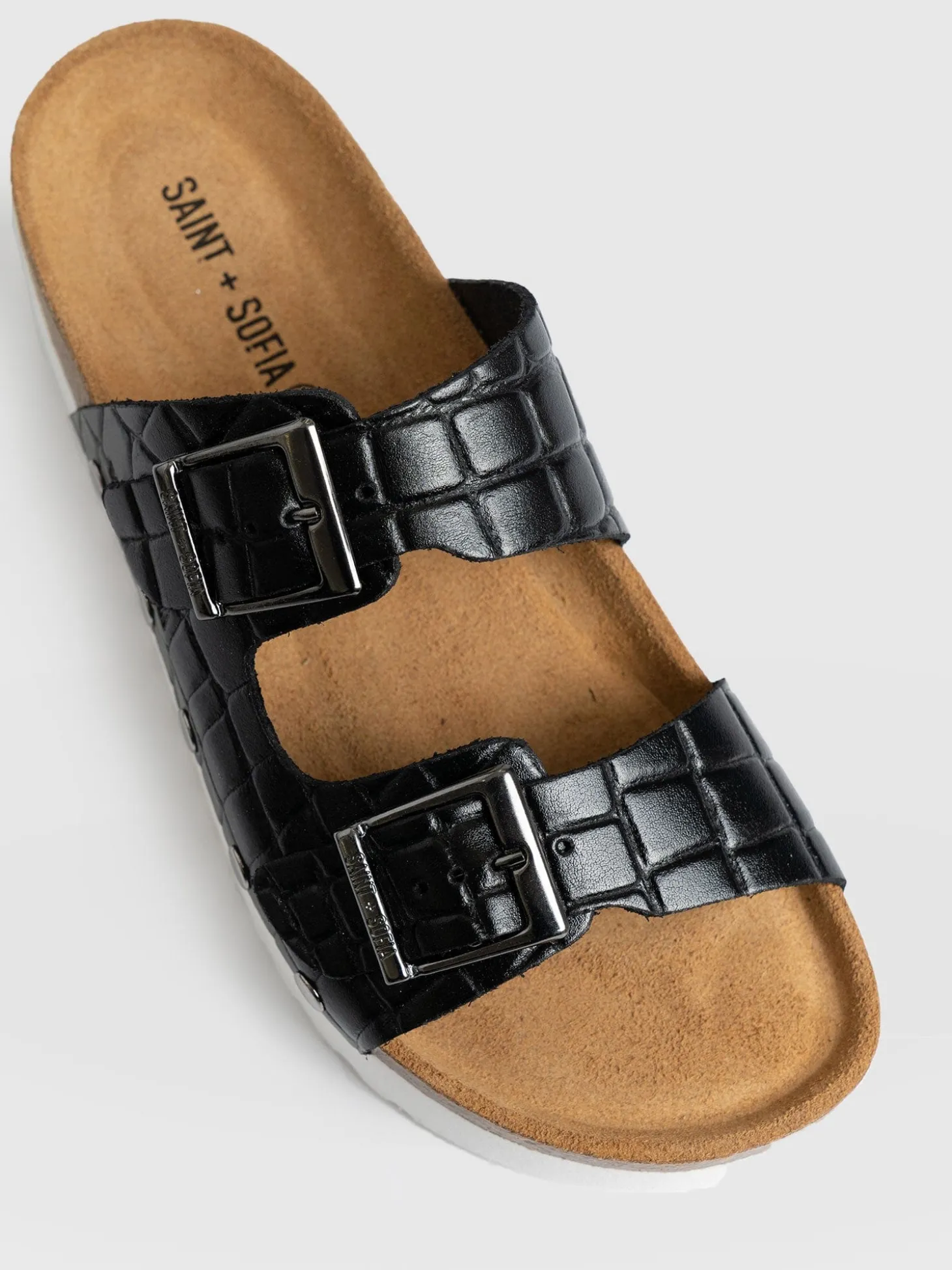 Sutton Slide - Black Croc Studded