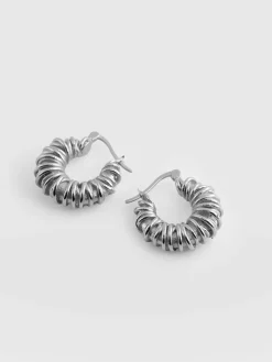 Swirl Hoop Earrings - Silver